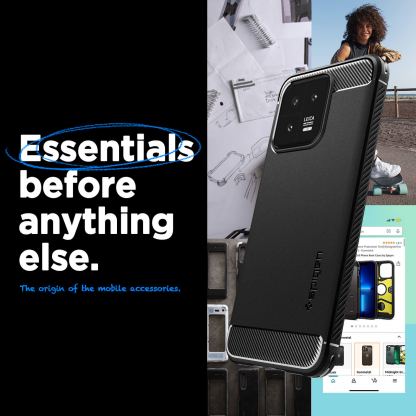 Spigen Rugged Armor Case - тънък качествен силиконов (TPU) калъф за Xiaomi 13 (черен) 7