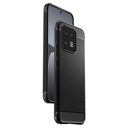 Spigen Rugged Armor Case - тънък качествен силиконов (TPU) калъф за Xiaomi 13 (черен) 10