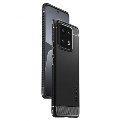 Spigen Rugged Armor Case - тънък качествен силиконов (TPU) калъф за Xiaomi 13 Pro (черен) 3
