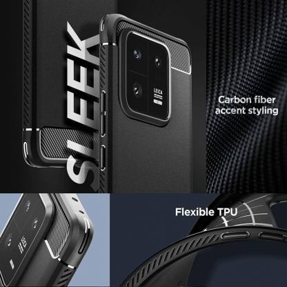 Spigen Rugged Armor Case - тънък качествен силиконов (TPU) калъф за Xiaomi 13 Pro (черен) 13