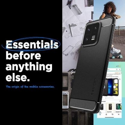 Spigen Rugged Armor Case - тънък качествен силиконов (TPU) калъф за Xiaomi 13 Pro (черен) 14