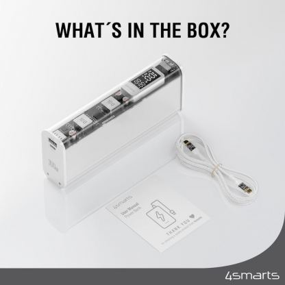 4smarts Power Bank Lucid Block 20000 mAh 100W - външна батерия с 2xUSB-A и 1xUSB-C портове с технология за бързо зареждане (бял) 5