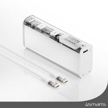 4smarts Power Bank Lucid Block 20000 mAh 100W - външна батерия с 2xUSB-A и 1xUSB-C портове с технология за бързо зареждане (бял) 9