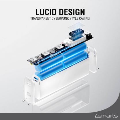 4smarts Power Bank Lucid Block 20000 mAh 100W - външна батерия с 2xUSB-A и 1xUSB-C портове с технология за бързо зареждане (бял) 10