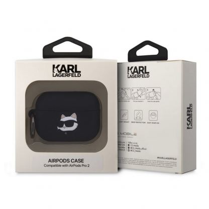 Karl Lagerfeld AirPods Pro 2 3D Logo NFT Choupette Head Silicone Case - силиконов калъф с карабинер за Apple AirPods Pro 2 (черен) 4
