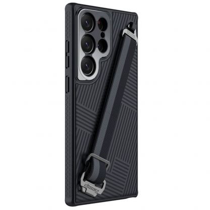 Nillkin Strap Hard Case - хибриден удароустойчив кейс с лента за ръката за Samsung Galaxy S23 Ultra (черен) 3