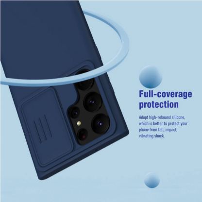 Nillkin CamShield Silky Silicone Case - силиконов (TPU) калъф за Samsung Galaxy S23 Ultra (син) 4