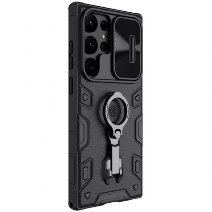 Nillkin CamShield Armor Pro Magnetic Hard Case - хибриден удароустойчив кейс с пръстен против изпускане за Samsung Galaxy S23 Ultra (черен) 3