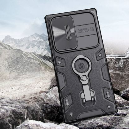 Nillkin CamShield Armor Pro Magnetic Hard Case - хибриден удароустойчив кейс с пръстен против изпускане за Samsung Galaxy S23 Ultra (черен) 5