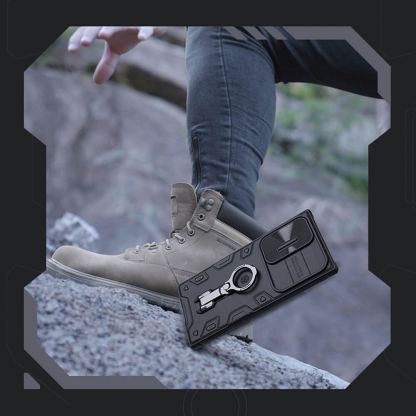 Nillkin CamShield Armor Pro Magnetic Hard Case - хибриден удароустойчив кейс с пръстен против изпускане за Samsung Galaxy S23 Ultra (черен) 7