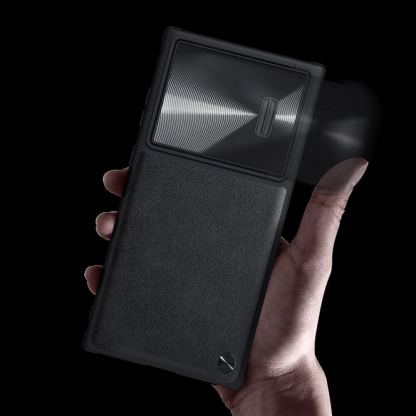 Nillkin CamShield Leather S Case - хибриден удароустойчив кожен кейс за Samsung Galaxy S23 Ultra (черен) 8