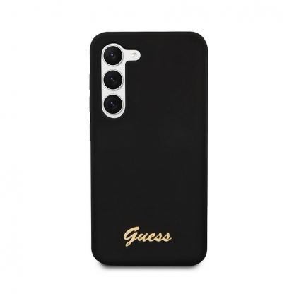 Guess Liquid Silicone Metal Logo Case - силиконов (TPU) калъф за Samsung Galaxy S23 (черен)  2