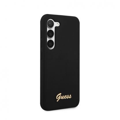 Guess Liquid Silicone Metal Logo Case - силиконов (TPU) калъф за Samsung Galaxy S23 (черен)  3