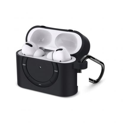 Spigen Airpods Pro Classic Shuffle Silicone Case - силиконов калъф с карабинер за Apple Airpods Pro (тъмносив) 3