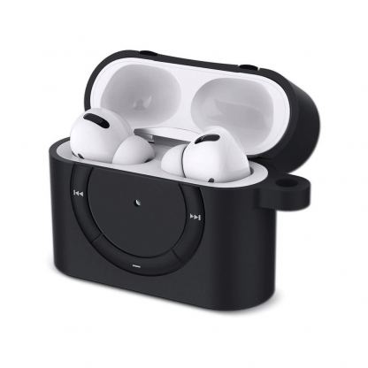 Spigen Airpods Pro Classic Shuffle Silicone Case - силиконов калъф с карабинер за Apple Airpods Pro (тъмносив) 4