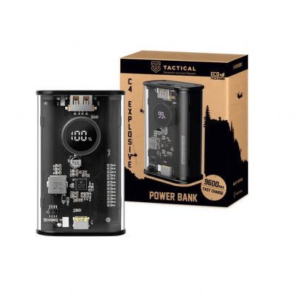 Tactical C4 Explosive Power Bank 9600 mAh 22.5W - външна батерия с USB-A и USB-C портове с технология за бързо зареждане (черен) 5