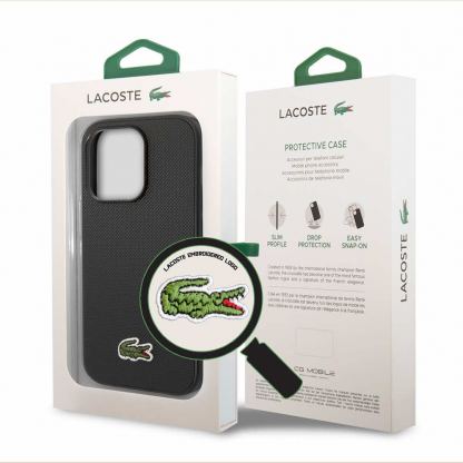 Lacoste Iconic Petit Pique Logo Case - дизайнерски кожен кейс за iPhone 14 Pro (черен) 7