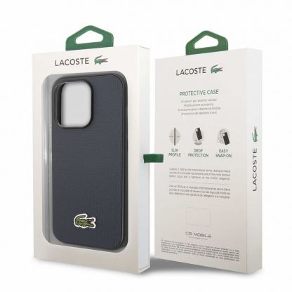 Lacoste Iconic Petit Pique Logo Case - дизайнерски кожен кейс за iPhone 14 Pro (син) 6