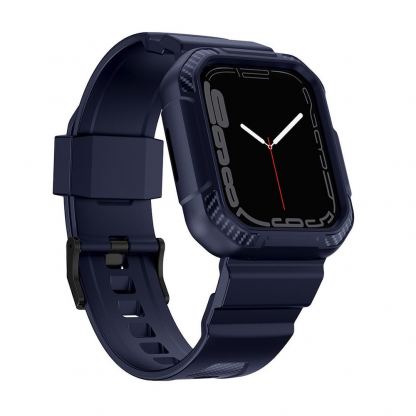 Kingxbar 2in1 Watch Strap and Case CYF537 - удароустойчив TPU кейс с вградена каишка за Apple Watch 44мм, 45мм (син) 2