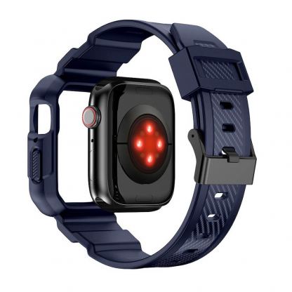Kingxbar 2in1 Watch Strap and Case CYF537 - удароустойчив TPU кейс с вградена каишка за Apple Watch 44мм, 45мм (син) 6