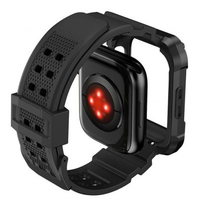 Kingxbar Watch Strap and Case CYF134 - удароустойчив алуминиев кейс от най-висок клас с вградена каишка за Apple Watch 45мм (черен) 7