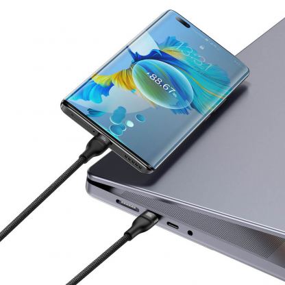 Baseus Flash Series One For Two 2in1 100W Fast Charging USB-C Cable (CASS060001) - здрав USB-C кабел с бързо зареждане за две устройства с USB-C порт (150 см) (черен) 3