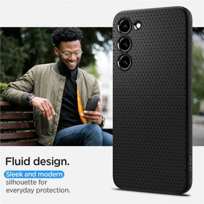 Spigen Liquid Air Case - силиконов (TPU) калъф с висока степен на защита за Samsung Galaxy S23 Plus (черен) 13