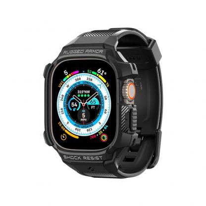 Spigen Rugged Armor Case Pro - удароустойчив TPU кейс с вградена каишка за Apple Watch Ultra 49мм (черен) 2