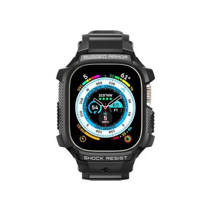 Spigen Rugged Armor Case Pro - удароустойчив TPU кейс с вградена каишка за Apple Watch Ultra 49мм (черен) 3