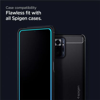 Spigen FC Tempered Glass - калено стъклено защитно покритие за дисплея за Xiaomi Redmi Note 10 Pro, Xiaomi Poco F4 (черен-прозрачен) 4