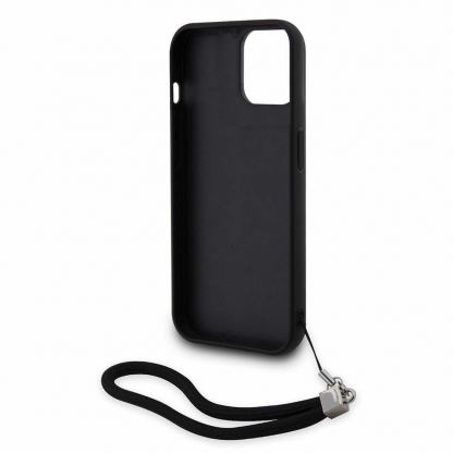 Karl Lagerfeld Sequins Reversible Case - дизайнерски силиконов кейс с връзка за носене за iPhone 14 (черен) 6