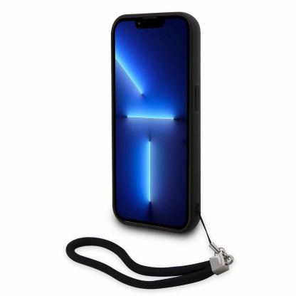 Karl Lagerfeld Sequins Reversible Case - дизайнерски силиконов кейс с връзка за носене за iPhone 14 (черен) 7