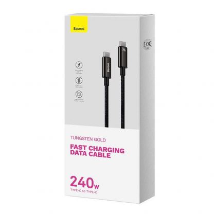 Baseus Tungsten Gold USB-C to USB-C Cable 240W (CAWJ040001) - кабел с бързо зареждане за устройства с USB-C порт (100 см) (черен)  7