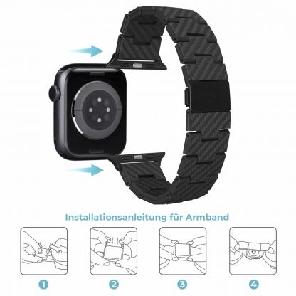 Pitaka Carbon Fiber Link Retro Band - карбонова каишка за Apple Watch 42мм, 44мм, 45мм, 46мм, Ultra 49мм (черен) 4