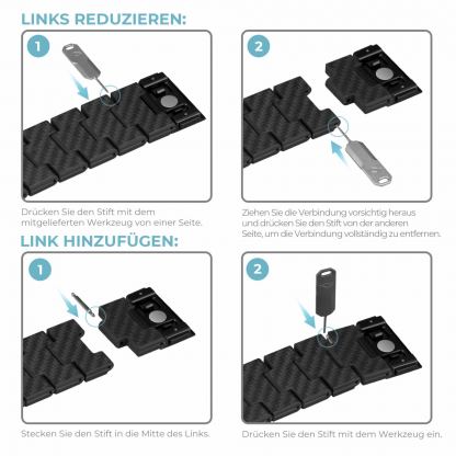 Pitaka Carbon Fiber Link Retro Band - карбонова каишка за Apple Watch 42мм, 44мм, 45мм, 46мм, Ultra 49мм (черен) 5