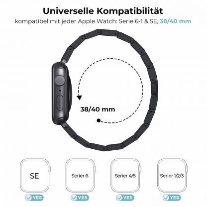 Pitaka Carbon Fiber Link Retro Band - карбонова каишка за Apple Watch 42мм, 44мм, 45мм, 46мм, Ultra 49мм (черен) 6