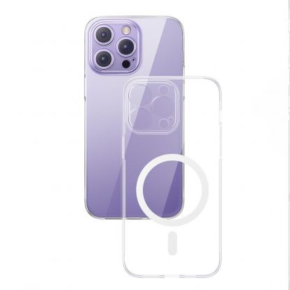 Baseus Crystal Magnetic Case Set (ARSJ011202) - поликарбонатов кейс с MagSafe и стъклено защитно покритие за дисплея за iPhone 14 Pro Max (прозрачен) 10