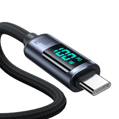 Joyroom USB-C to USB-C Cable with LED Display 100W - здрав кабел с въжена оплетка с бързо зареждане за устройства с USB-C порт (120 см) (черен) 4