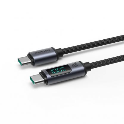 Joyroom USB-C to USB-C Cable with LED Display 100W - здрав кабел с въжена оплетка с бързо зареждане за устройства с USB-C порт (120 см) (черен) 6