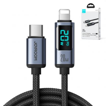 Joyroom USB-C to Lightning Cable with LED Display 20W - USB-C към Lightning кабел за Apple устройства с Lightning порт (120 см) (черен) 2