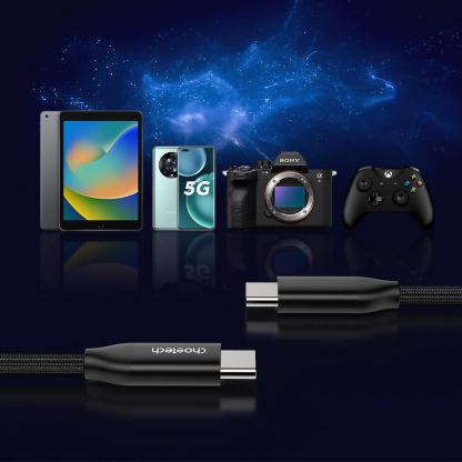 Choetech USB-C to USB-C Cable 240W - кабел с бързо зареждане за устройства с USB-C порт (200 см) (черен)  6