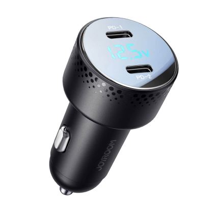 Joyroom Digital Display Dual USB-C Fast Car Charger 70W PD - зарядно за кола с 2xUSB-C изходи с технология за бързо зареждане и дисплей  (черен) 2