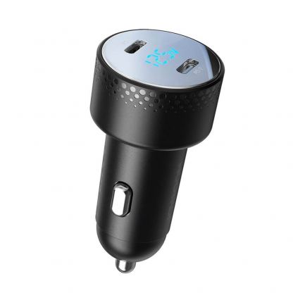 Joyroom Digital Display Dual USB-C Fast Car Charger 70W PD - зарядно за кола с 2xUSB-C изходи с технология за бързо зареждане и дисплей  (черен) 4