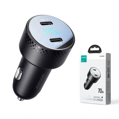 Joyroom Digital Display Dual USB-C Fast Car Charger 70W PD - зарядно за кола с 2xUSB-C изходи с технология за бързо зареждане и дисплей  (черен) 6