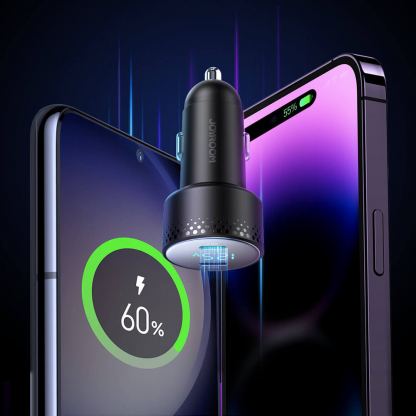 Joyroom Digital Display Dual USB-C Fast Car Charger 70W PD - зарядно за кола с 2xUSB-C изходи с технология за бързо зареждане и дисплей  (черен) 15