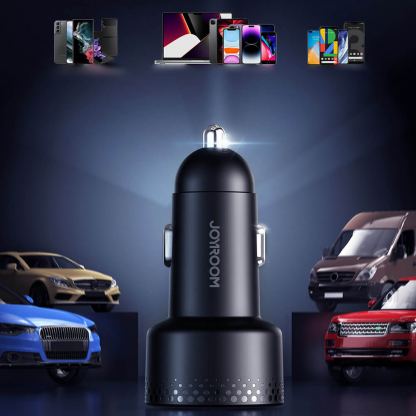 Joyroom Digital Display Dual USB-C Fast Car Charger 70W PD - зарядно за кола с 2xUSB-C изходи с технология за бързо зареждане и дисплей  (черен) 18