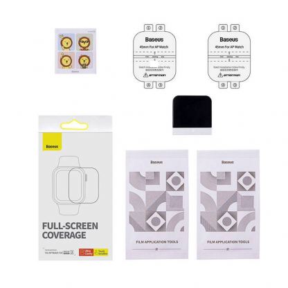 Baseus NanoCrystal Full Screen Protector Set (P6001510B201-02) - комплект от 2 броя защитно покритие с извити ръбове за целия дисплей на Apple Watch 45мм (прозрачен) 4