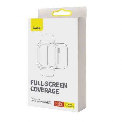 Baseus NanoCrystal Full Screen Protector Set (P6001510B201-02) - комплект от 2 броя защитно покритие с извити ръбове за целия дисплей на Apple Watch 45мм (прозрачен) 5