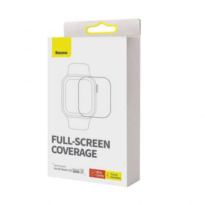 Baseus NanoCrystal Full Screen Protector Set (P6001510B201-02) - комплект от 2 броя защитно покритие с извити ръбове за целия дисплей на Apple Watch 41мм (прозрачен) 5