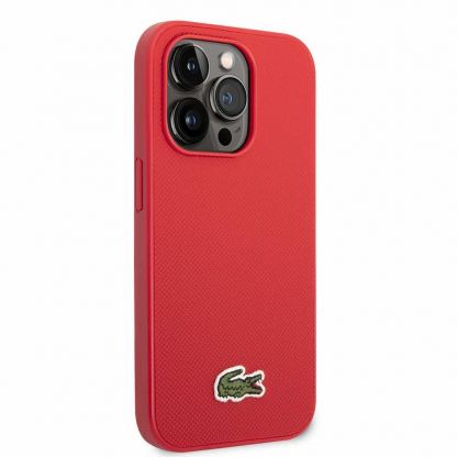 Lacoste Iconic Petit Pique Logo Case - дизайнерски кожен кейс за iPhone 14 Pro (червен) 3